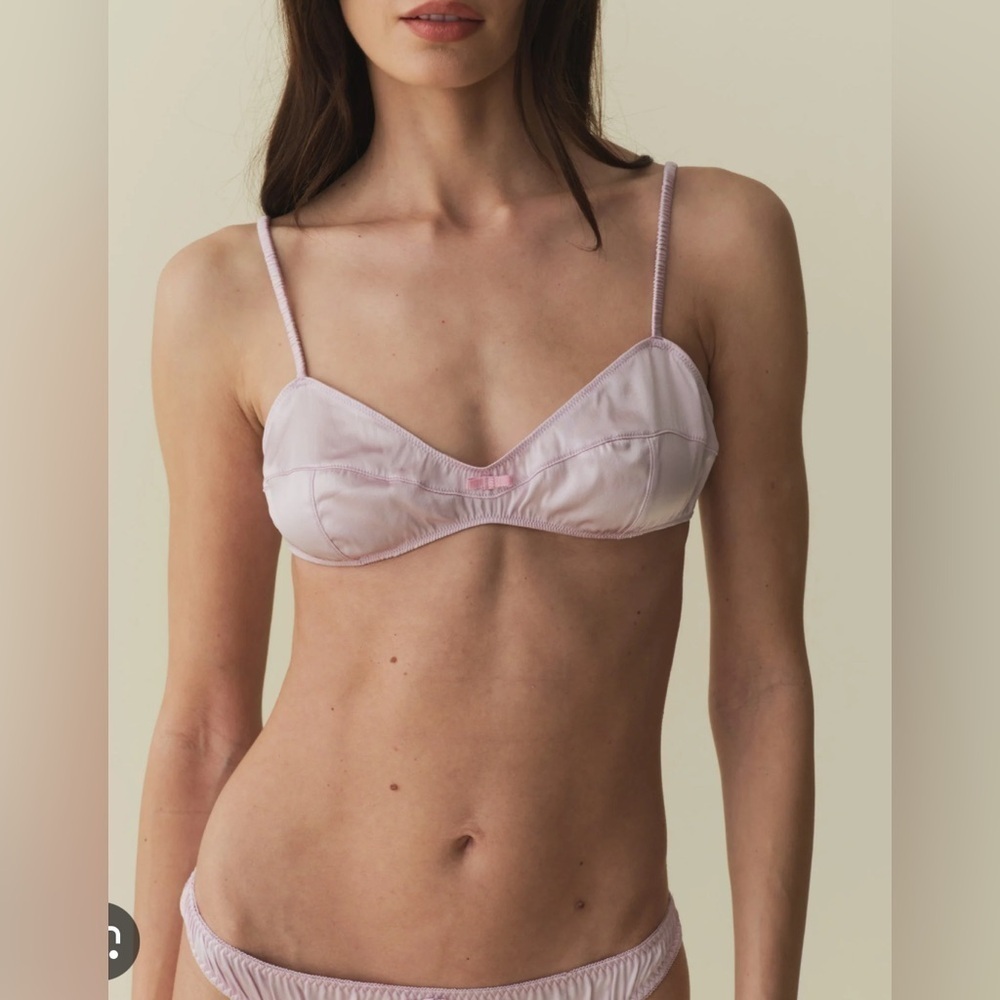 DÔEN Delicates Alita Bralette and Meg thong in purple thistle NWT